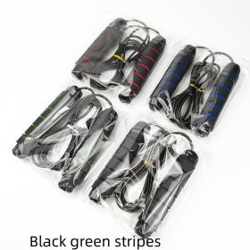 Weight Loss Bearing Steel Wire Skipping Rope (Option: Black green stripes-Full weight bearing)