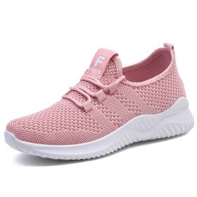 Women Mesh Casual Sport Shoes 36-41 Breathable Lightweight Running Outdoor Soft Sneaker Comfortable Spring Summer Autumn New (Color: Pink)