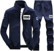 Men's Casual Slim Fit Tracksuit Long Sleeve Jogging Athletic Jacket Suits Set