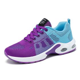 Women Mesh Casual Sport Shoes 36-42 Breathable Lightweight Running Air Cushion Outdoor Soft Sneaker Spring Summer Autumn New (Color: purple blue)