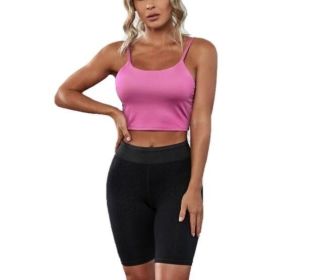 Sports Bras for Women Removable Padded Yoga Tank Tops (Color: Pink)