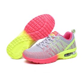 Casual Mesh Shoes Women Outdoor Breathable Soft Comfortable Fashion Jogging Fitness Running Colorful Air Cushion Sneakers Female (Color: Gray)