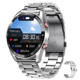 New ECG+PPG Bluetooth Call Smart Watch Men Smart Clock Sports Fitness Tracker Smartwatch For Android IOS PK I9 Smart Watch (Color: Silver steel belt)