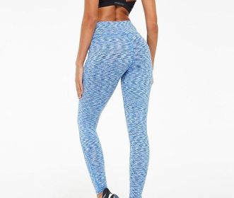 High Waisted Workout Leggings With Pockets (Color: Blue)