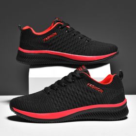 Mens Sport Running Shoes Summer Breathable Mesh Walking Jogging Athletic Sneakers Lightweight Outdoor Male Trainer Hombre Shoes (Color: black red 9088)