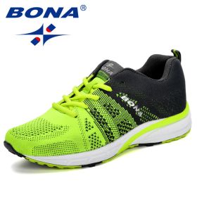 BONA New Running Shoes Women Jogging Sneakers Breathable Mesh Lace-Up Outdoor Training Fitness Sport Shoes Female (Color: F yellow dark grey)