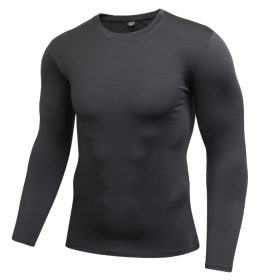 Men's Solid Quick-Drying Fitness Tight T-Shirt (Color: Black)