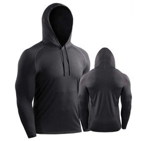 Male Training Shirts Quick Drying Gym Clothing Musculation Sportswear Fitness Running Jackets Rashguards Hoodies ropa deportiva (Color: Black grey 1)