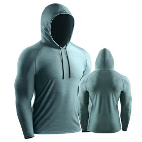 Male Training Shirts Quick Drying Gym Clothing Musculation Sportswear Fitness Running Jackets Rashguards Hoodies ropa deportiva (Color: Green 1)