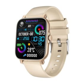 Bluetooth Smart Watch Men Heart Rate Fitness Tracker Watches IP67 Waterproof Women Smartwatch for Android IOS (Color: Gold)