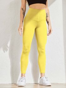 Women Legging for Fitness High Waist Leggings Push Up Sports Leggings Women Sexy Slim Black Legging Sportswear (Color: Yellow)