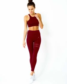 Ashton Set - Sports Bra & Leggings - Maroon (size: X-Large)