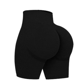 Women's High Waist Running Cycling PantsYoga Shorts Sports Fitness Pants (Color: Black)