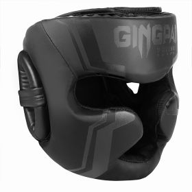 Free Combat Protective Gear Boxing Helmet Cover (Option: Skin Feeling Pure Black-L)